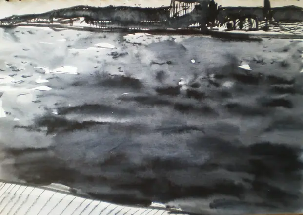 Mar oscuro en tinta
